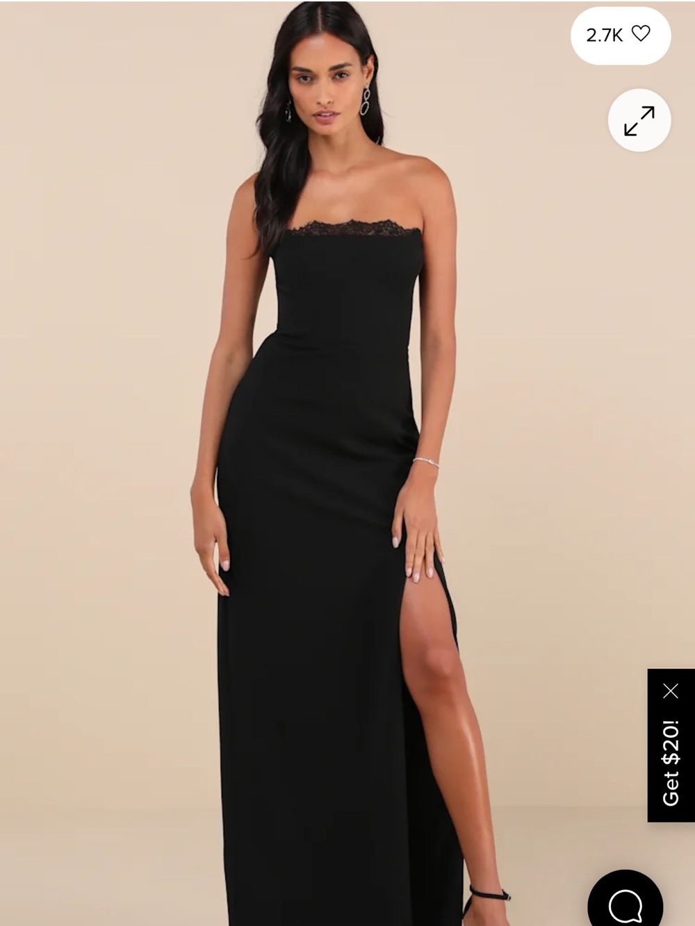 Lulus Strapless Black Lace-Trim Dress